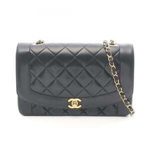 CHANEL Matelasse Diana Flap Shoulder Bag in Lambskin Leather, Black, Women's,...